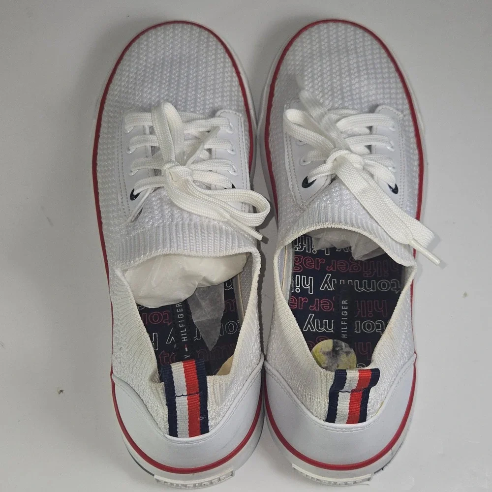 Tommy Hilfiger Women's TWGESSII White Knit Lace Up Sneakers Size‎ 9M